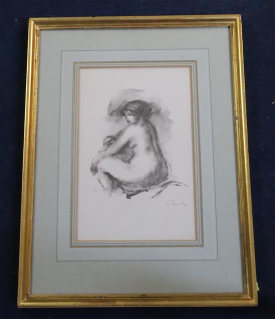 Pierre-Auguste Renoir (1841-1919) Etude de Femme nue, assise 11.75 x 7.5in.